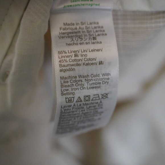 J. Crew Mens Straight Fit Linen-Cotton Blend Pants Cream Tartan Chino Pant 36X31 - Picture 11 of 12